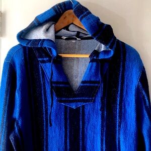 Lucky Brand Bright Blue/Dark Blue Stripe Medium Hoodie NWOT